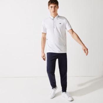 Lacoste SPORT Signature Breathable Golf Polo Shirt - Polo Pánské Bílé / Tmavě Blankyt Blankyt | CZ-B